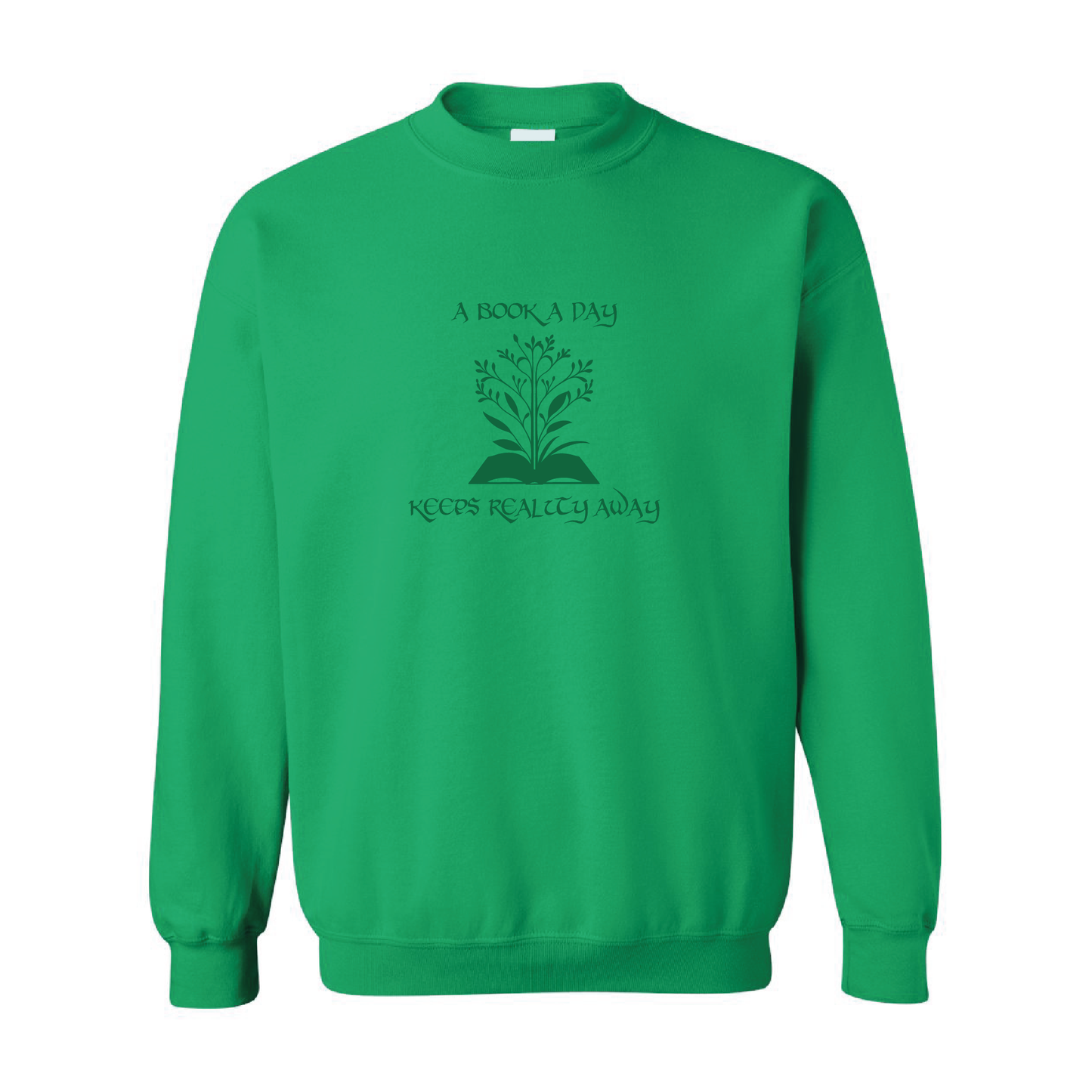 A Book Day Keeps Reality Away | Tone-On-Tone Crewneck Sweatshirt | 20 Colors