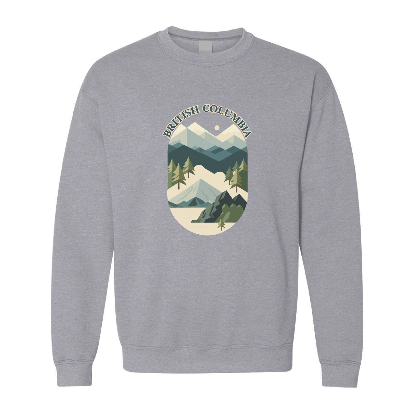 British Columbia Mountains Adventure Crewneck Sweatshirt | 20 Colors