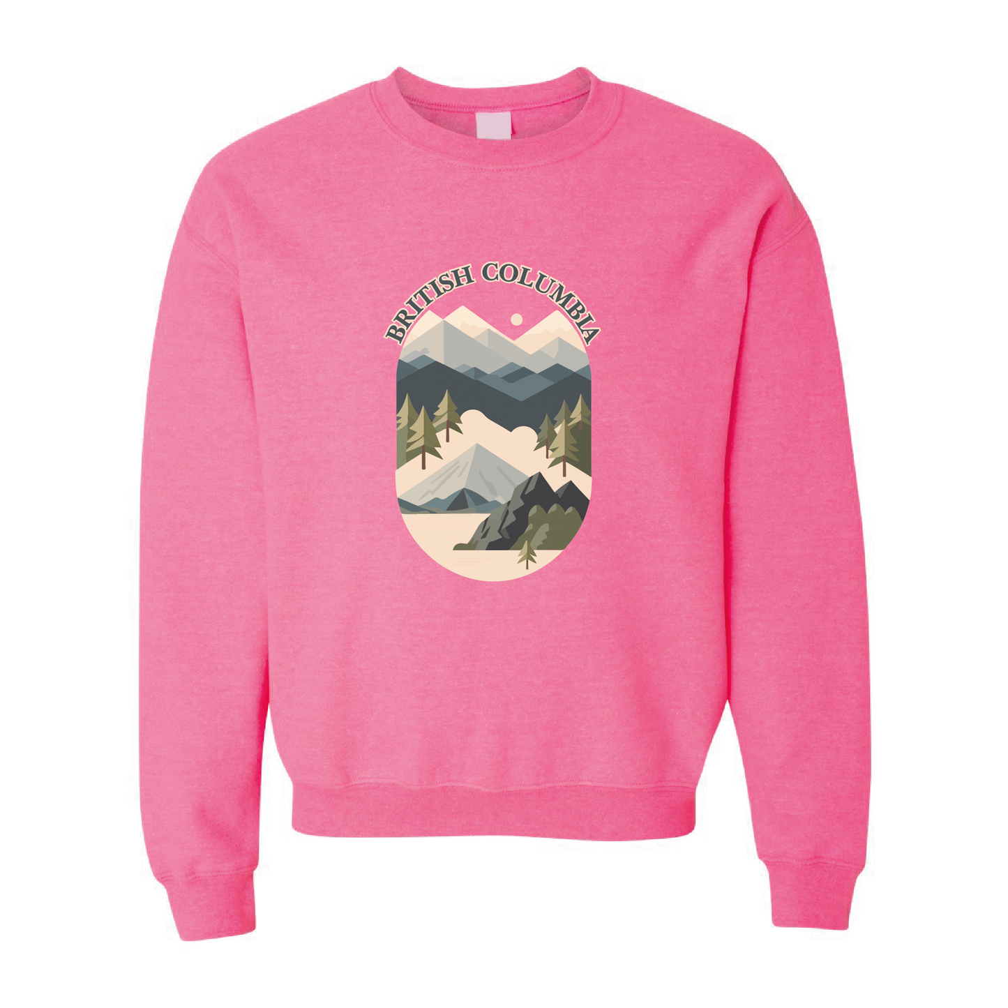 British Columbia Mountains Adventure Crewneck Sweatshirt | 20 Colors