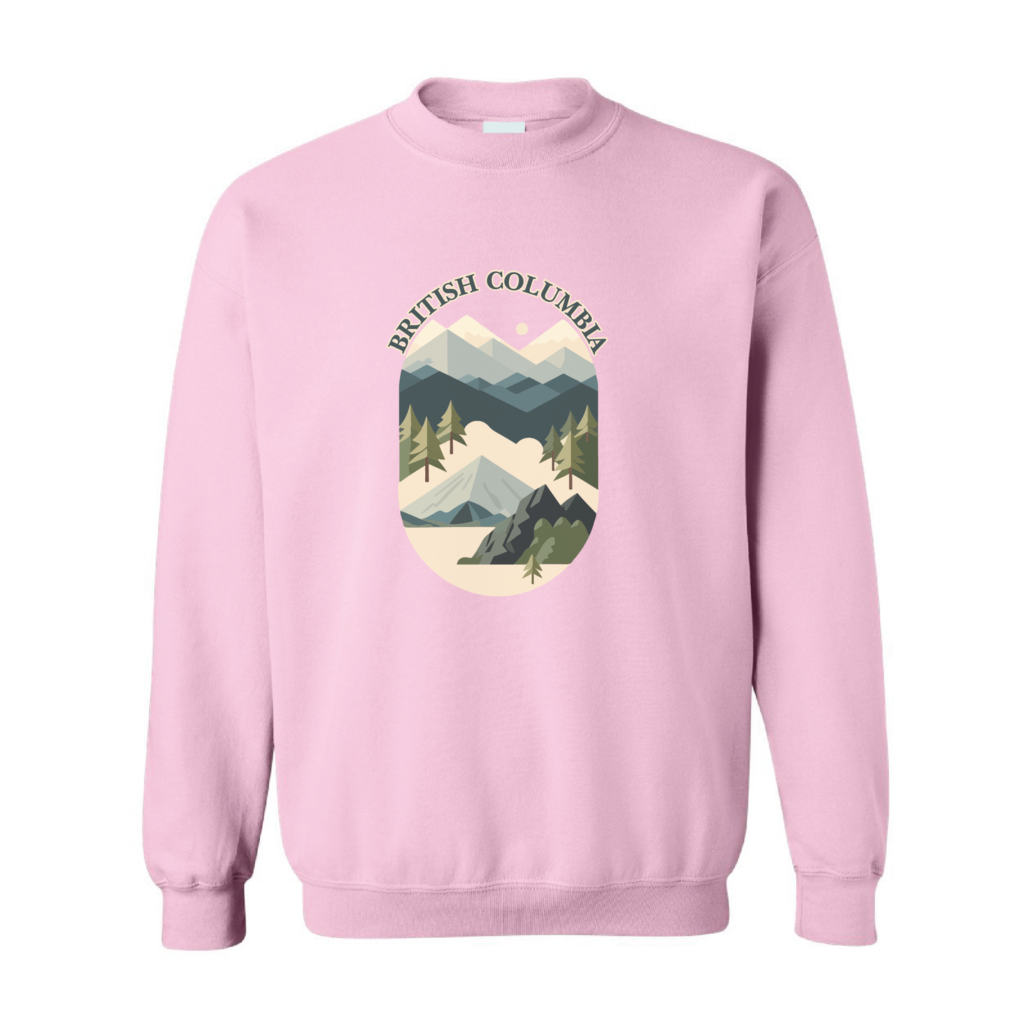 British Columbia Mountains Adventure Crewneck Sweatshirt | 20 Colors