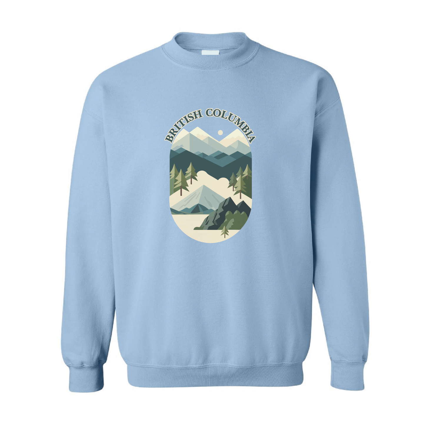 British Columbia Mountains Adventure Crewneck Sweatshirt | 20 Colors