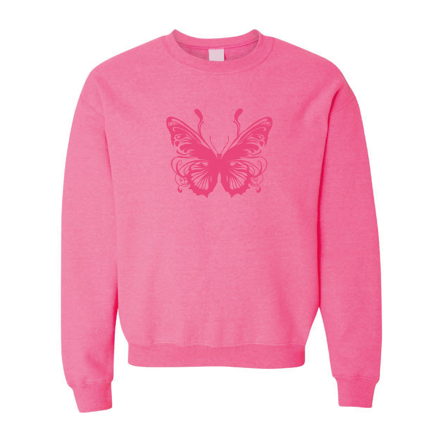 Artistic Butterfly Sweatshirt | Tone-On-Tone Crewneck Sweatshirt | 20 Colors