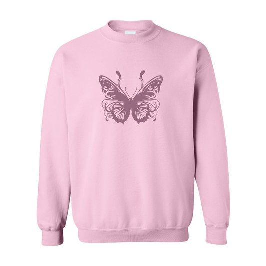 Artistic Butterfly Sweatshirt | Tone-On-Tone Crewneck Sweatshirt | 20 Colors