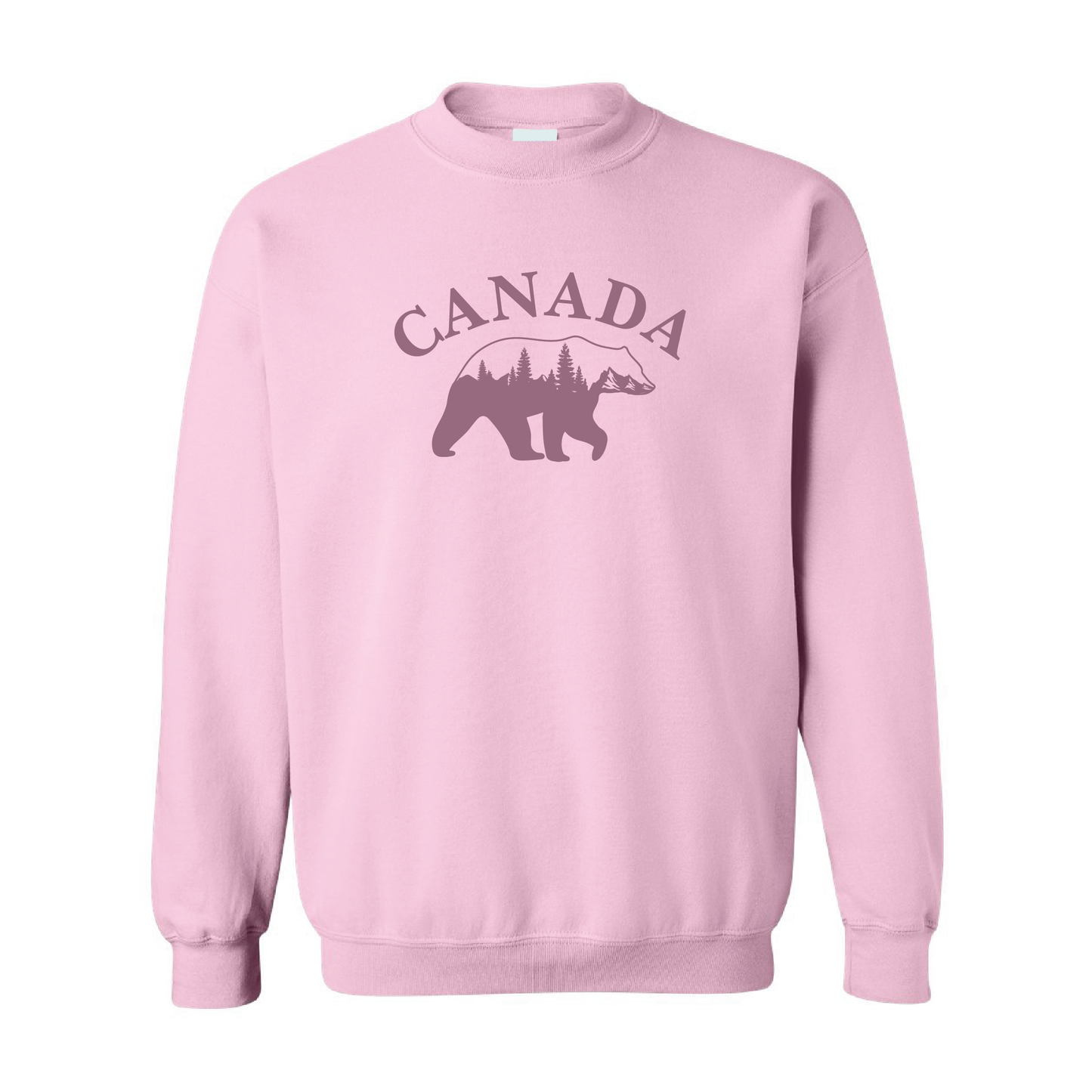 Canada Bear & Trees Graphic Sweatshirt  | Tone-On-Tone Crewneck Sweatshirt | 20 Colors