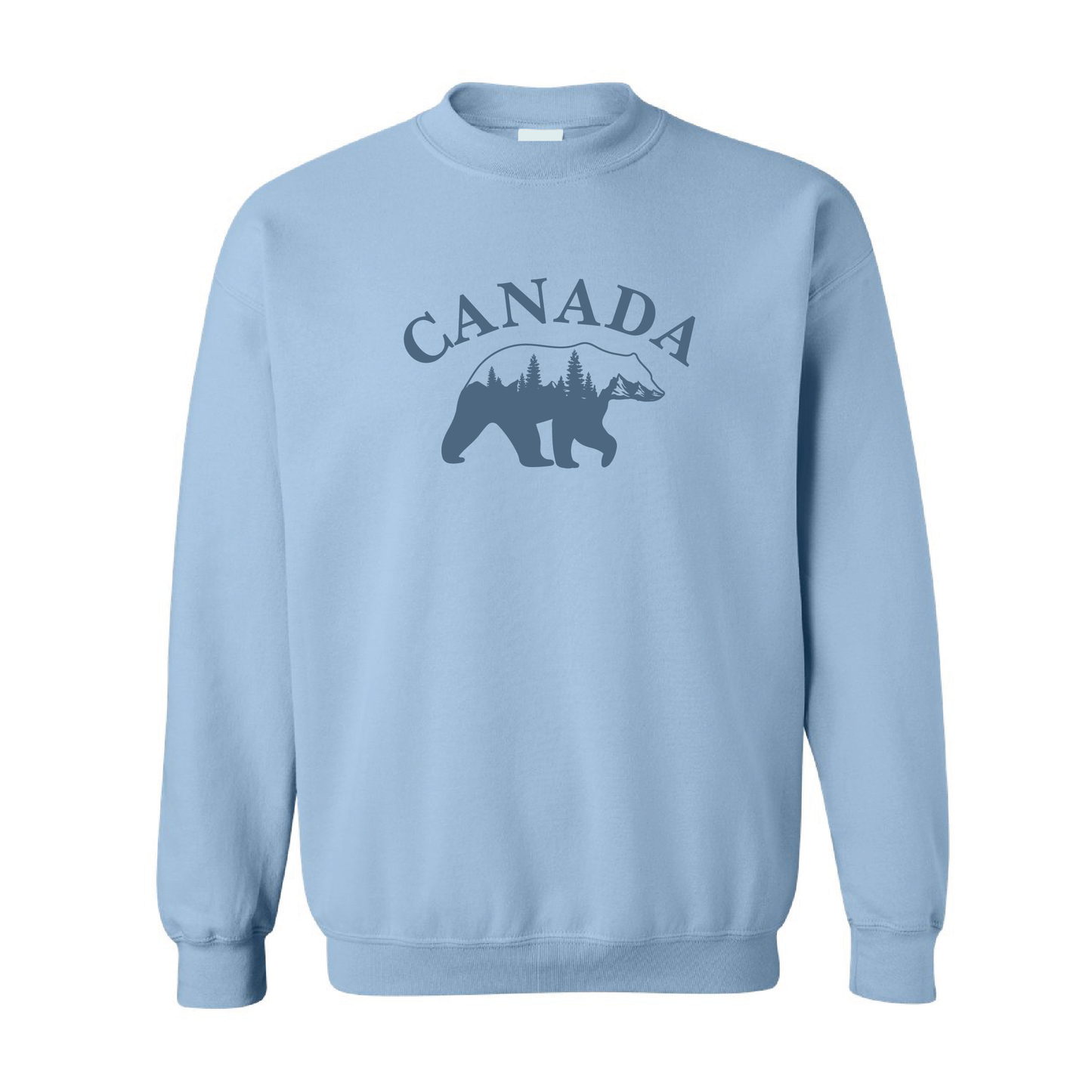 Canada Bear & Trees Graphic Sweatshirt  | Tone-On-Tone Crewneck Sweatshirt | 20 Colors