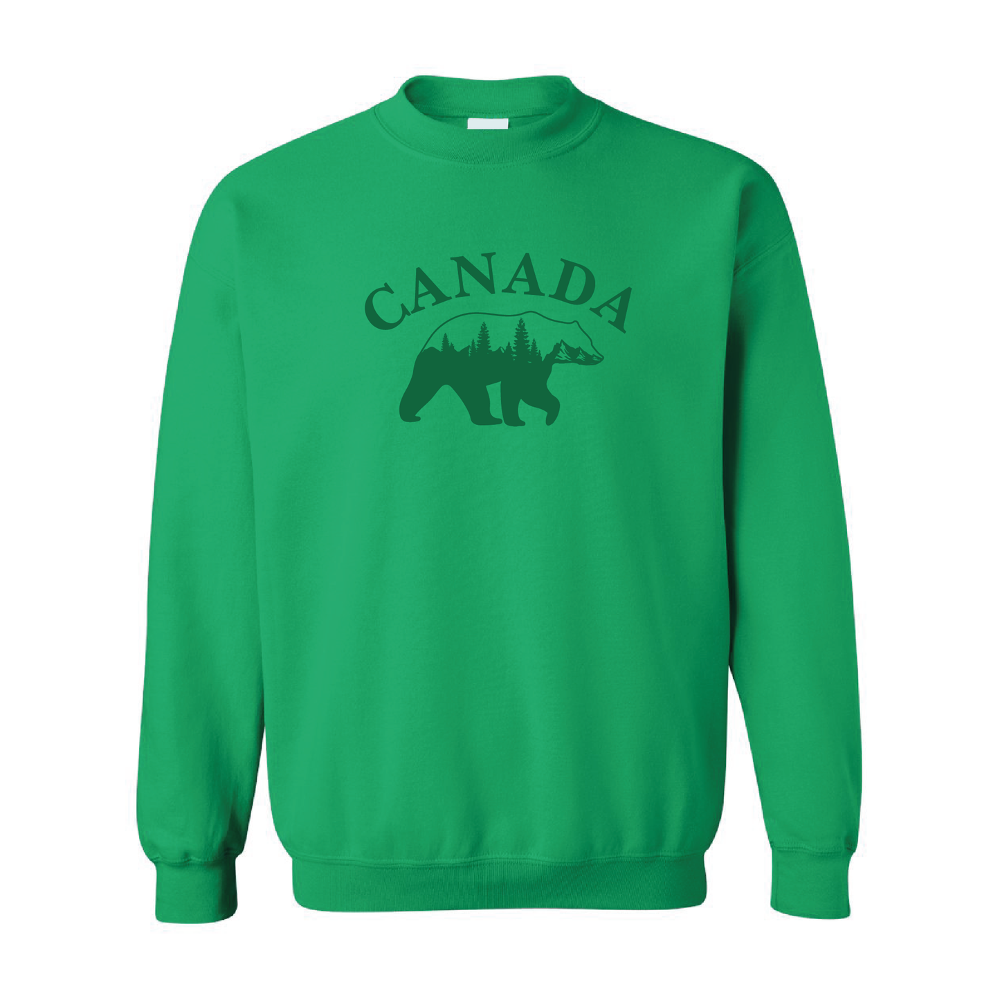 Canada Bear & Trees Graphic Sweatshirt  | Tone-On-Tone Crewneck Sweatshirt | 20 Colors