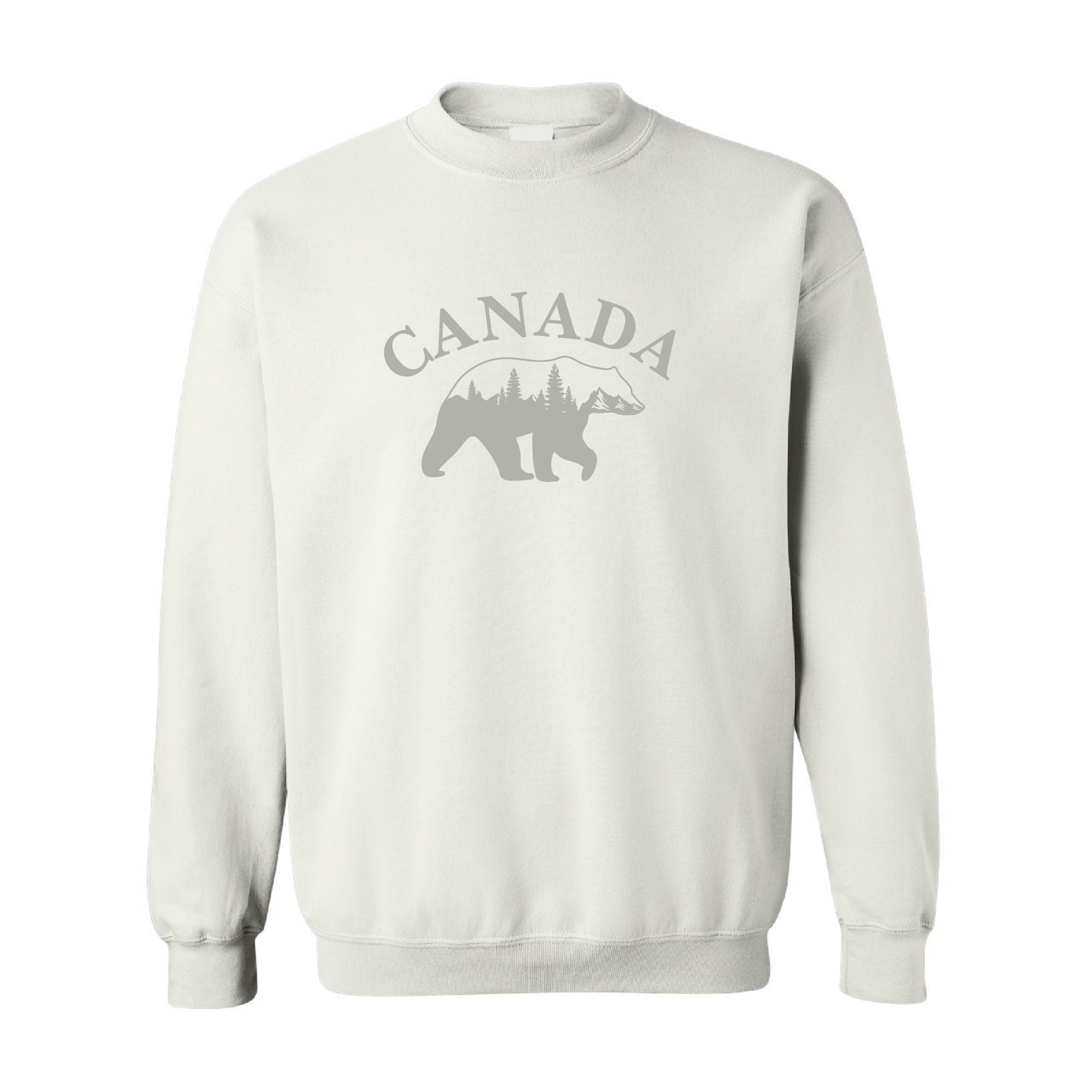 Canada Bear & Trees Graphic Sweatshirt  | Tone-On-Tone Crewneck Sweatshirt | 20 Colors