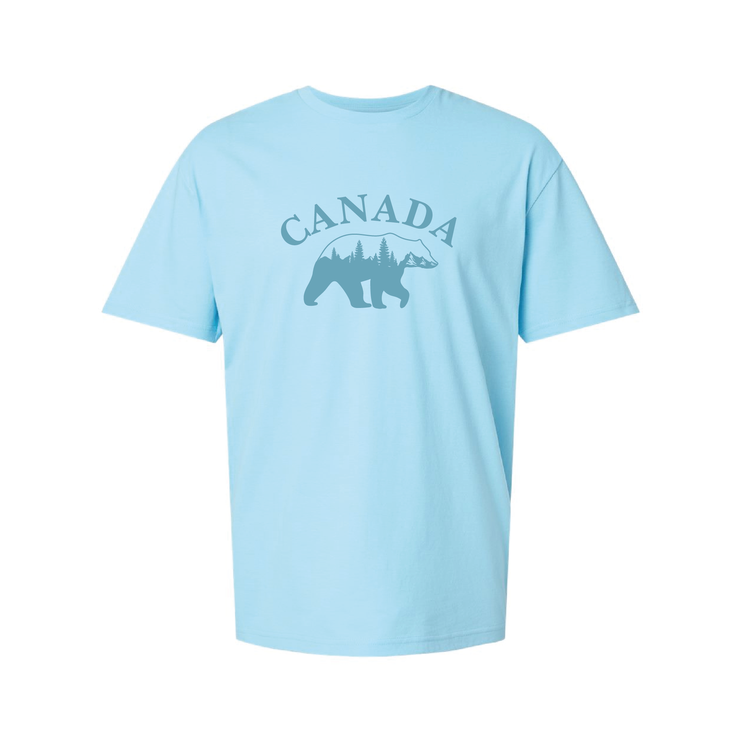 Canada Bear & Trees Graphic Tshirt  | Tone-On-Tone Crewneck T-shirt | 20 Colors