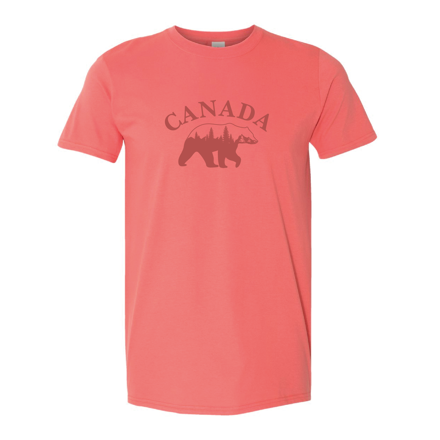 Canada Bear & Trees Graphic Tshirt  | Tone-On-Tone Crewneck T-shirt | 20 Colors