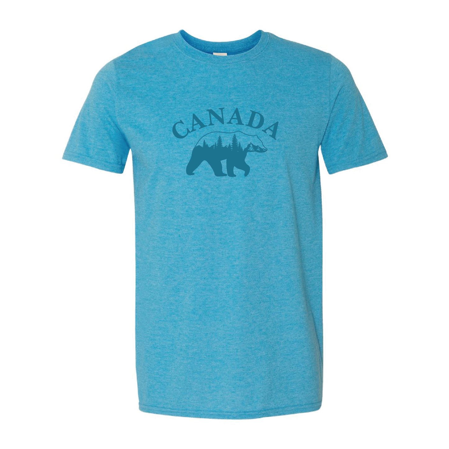 Canada Bear & Trees Graphic Tshirt  | Tone-On-Tone Crewneck T-shirt | 20 Colors