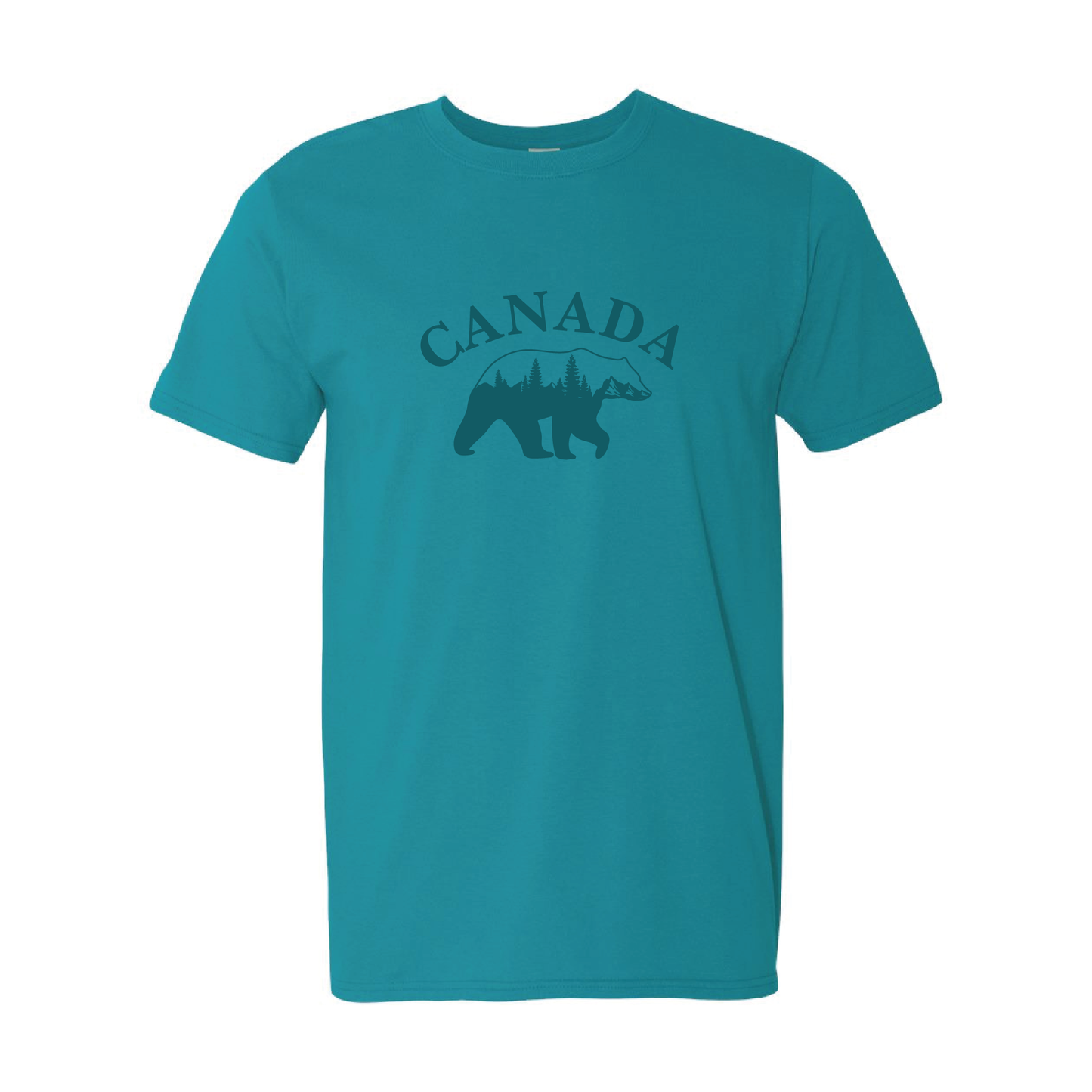 Canada Bear & Trees Graphic Tshirt  | Tone-On-Tone Crewneck T-shirt | 20 Colors