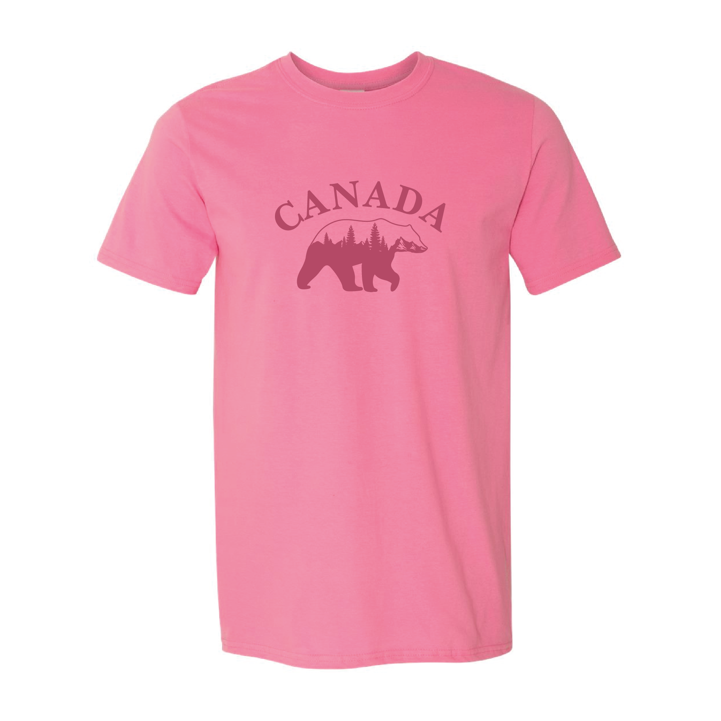 Canada Bear & Trees Graphic Tshirt  | Tone-On-Tone Crewneck T-shirt | 20 Colors