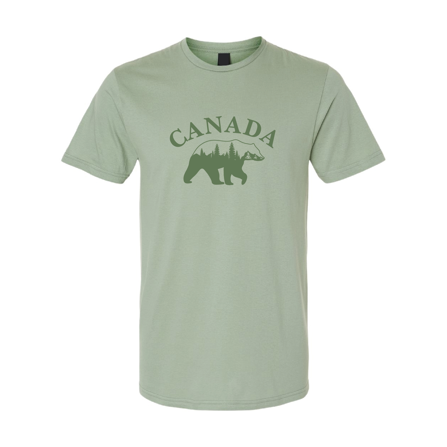 Canada Bear & Trees Graphic Tshirt  | Tone-On-Tone Crewneck T-shirt | 20 Colors