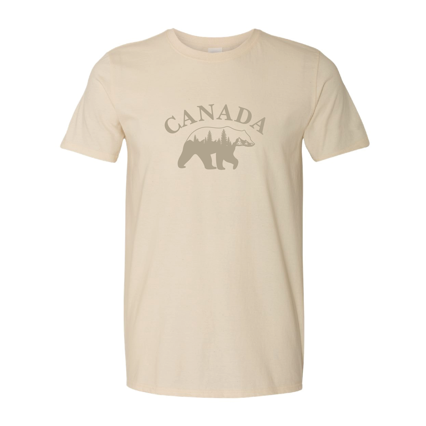 Canada Bear & Trees Graphic Tshirt  | Tone-On-Tone Crewneck T-shirt | 20 Colors