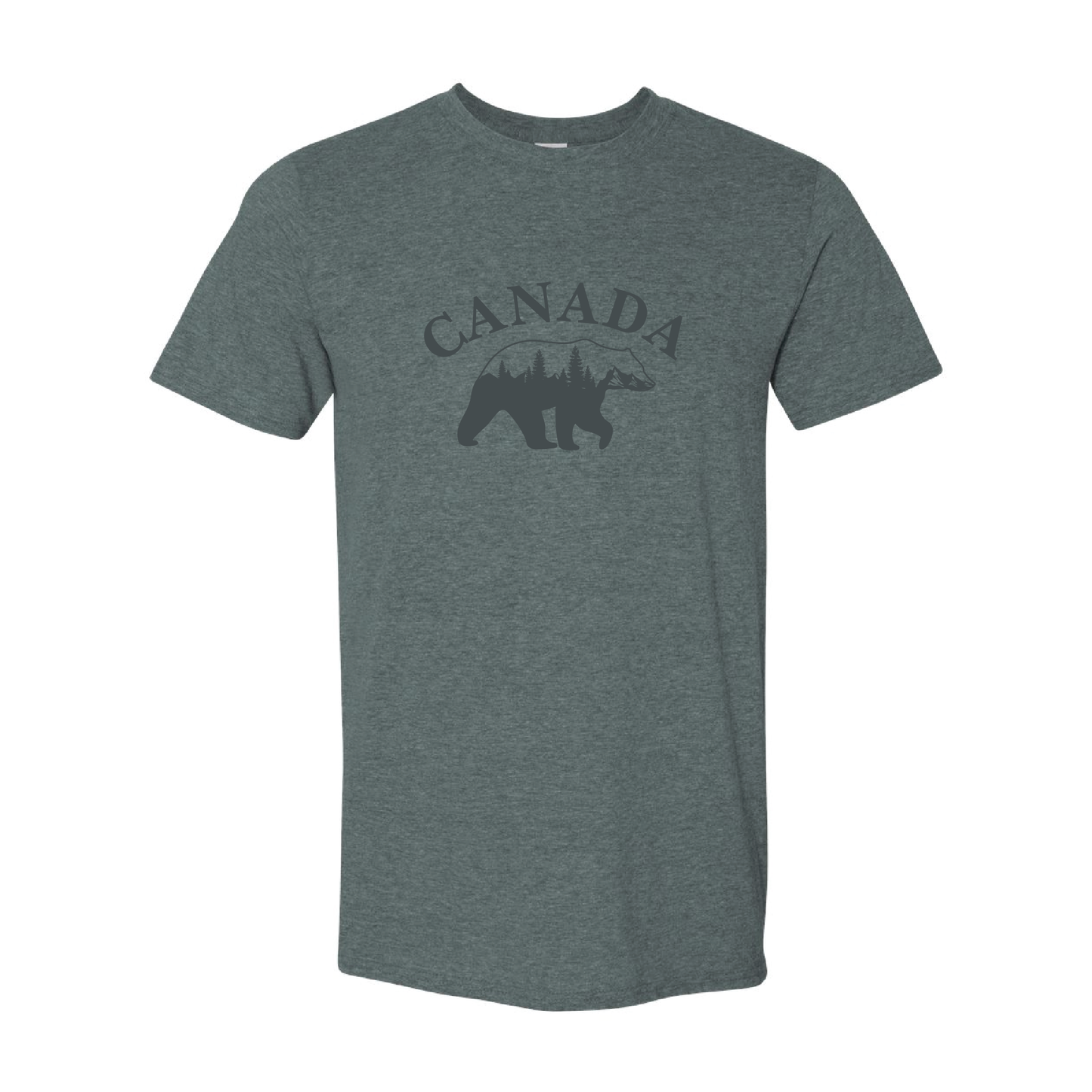 Canada Bear & Trees Graphic Tshirt  | Tone-On-Tone Crewneck T-shirt | 20 Colors