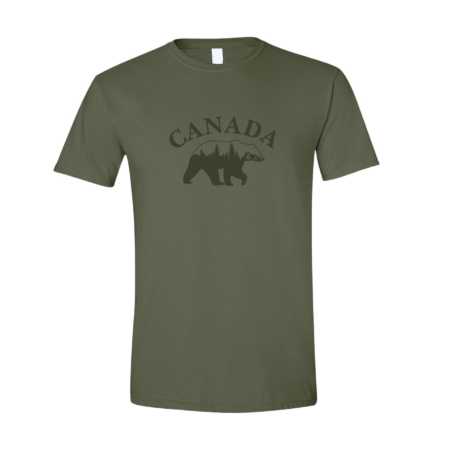 Canada Bear & Trees Graphic Tshirt  | Tone-On-Tone Crewneck T-shirt | 20 Colors