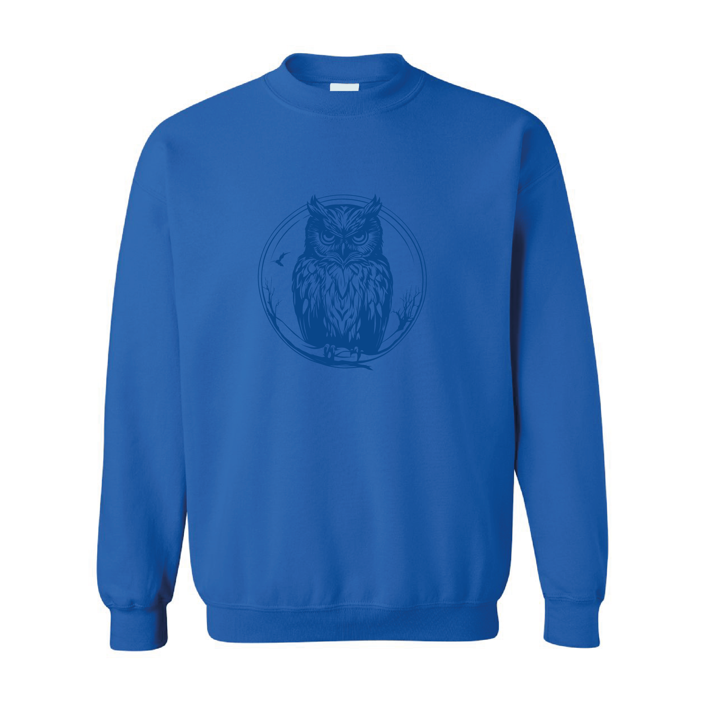 Night Owl Illustration Sweatshirt  | Tone-On-Tone Crewneck Sweatshirt | 20 Colors