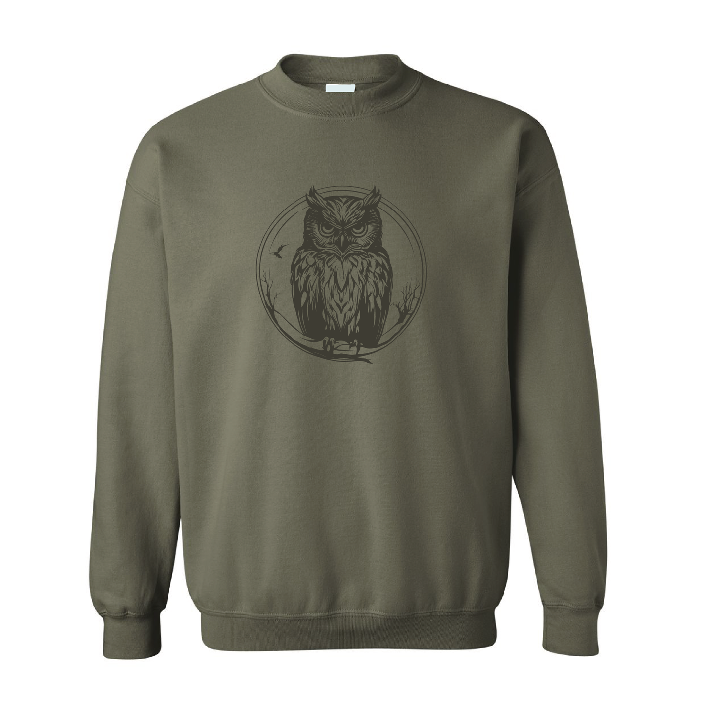 Night Owl Illustration Sweatshirt  | Tone-On-Tone Crewneck Sweatshirt | 20 Colors