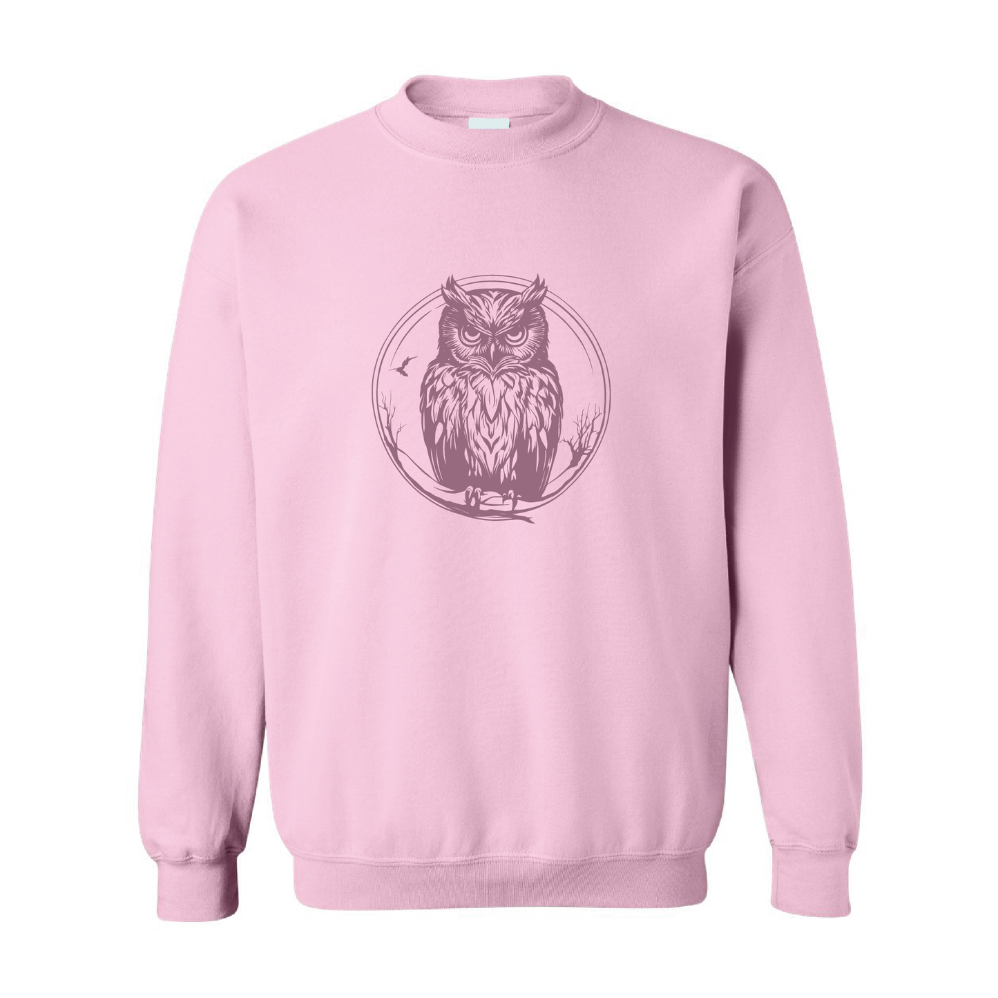 Night Owl Illustration Sweatshirt  | Tone-On-Tone Crewneck Sweatshirt | 20 Colors