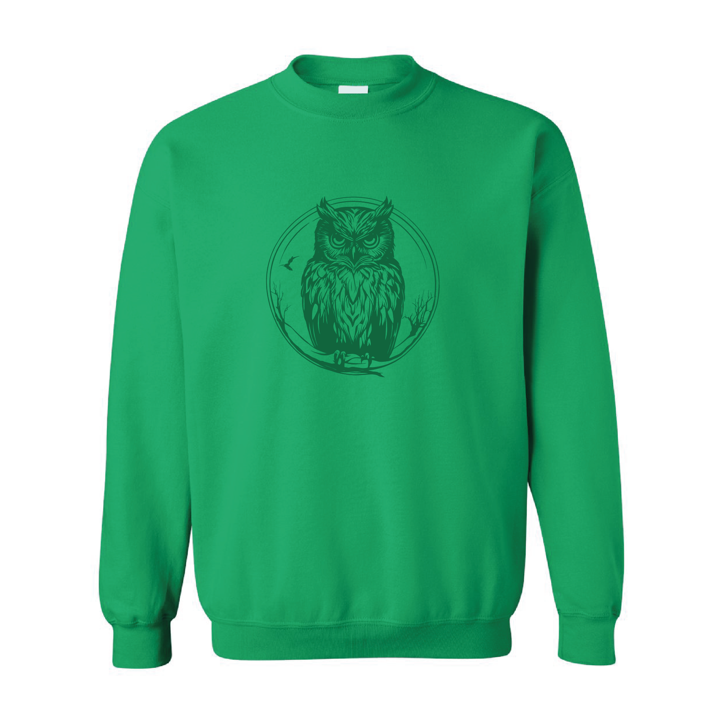 Night Owl Illustration Sweatshirt  | Tone-On-Tone Crewneck Sweatshirt | 20 Colors