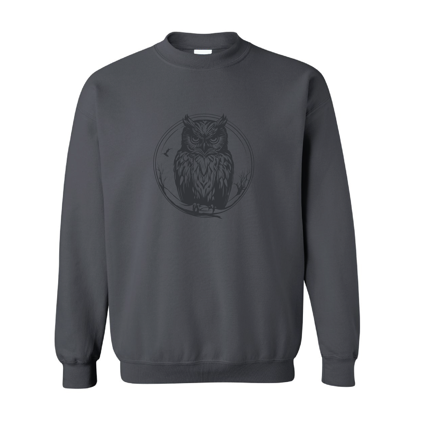 Night Owl Illustration Sweatshirt  | Tone-On-Tone Crewneck Sweatshirt | 20 Colors