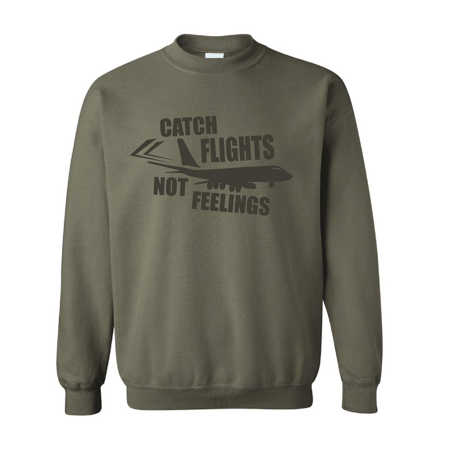 Catch Flight, Not Feelings | Tone-On-Tone Crewneck Sweatshirt | 20 Colors