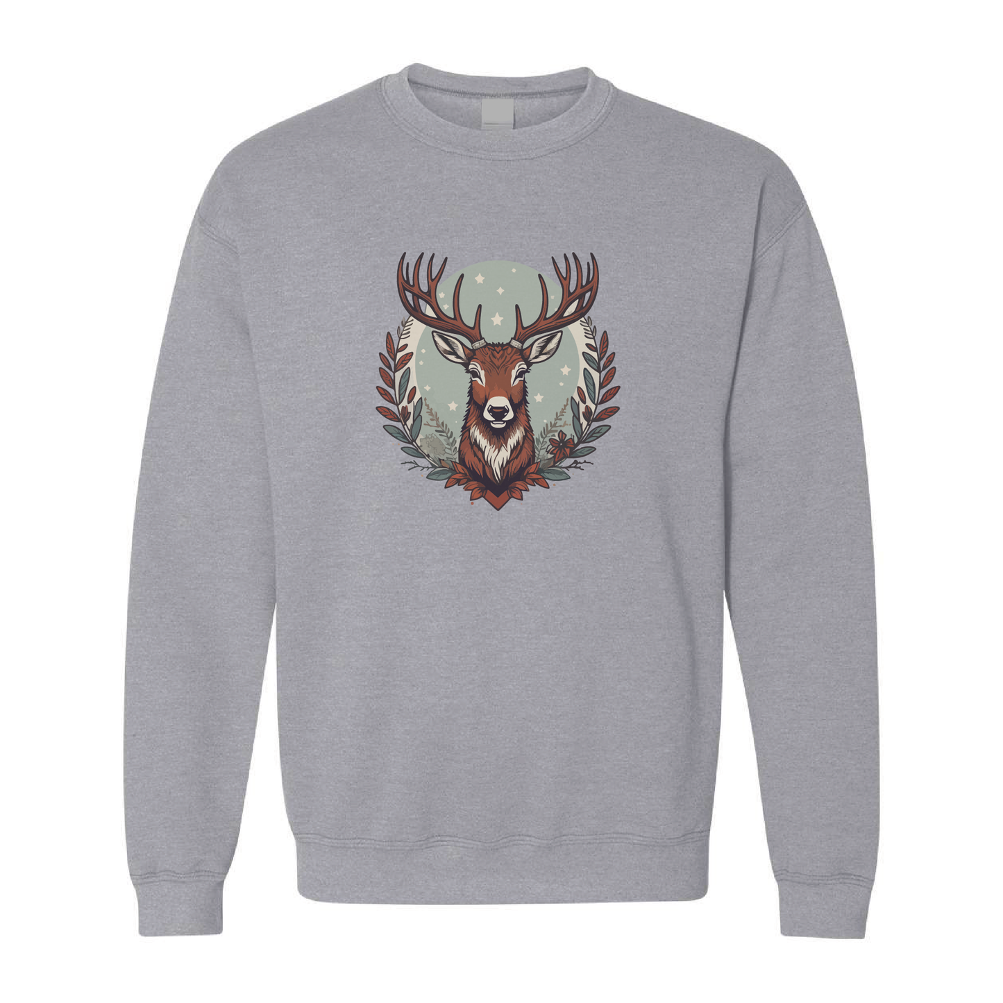 Christmas Reindeer Graphic Crewneck Sweatshirt | 20 Colors