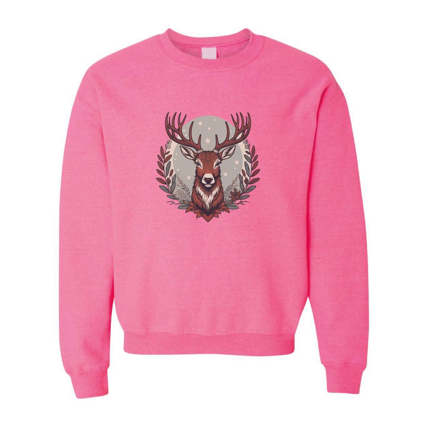 Christmas Reindeer Graphic Crewneck Sweatshirt | 20 Colors