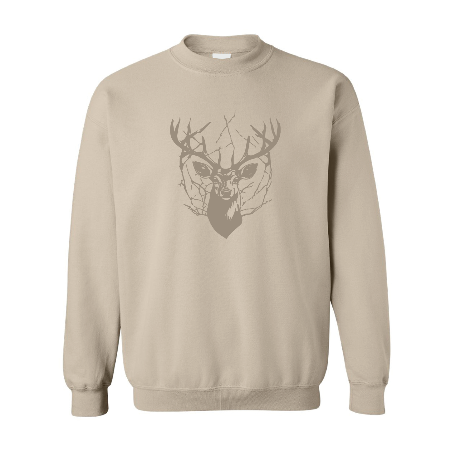 Cracked Deer Crewneck Sweatshirt | Tone-On-Tone Crewneck Sweatshirt | 20 Colors