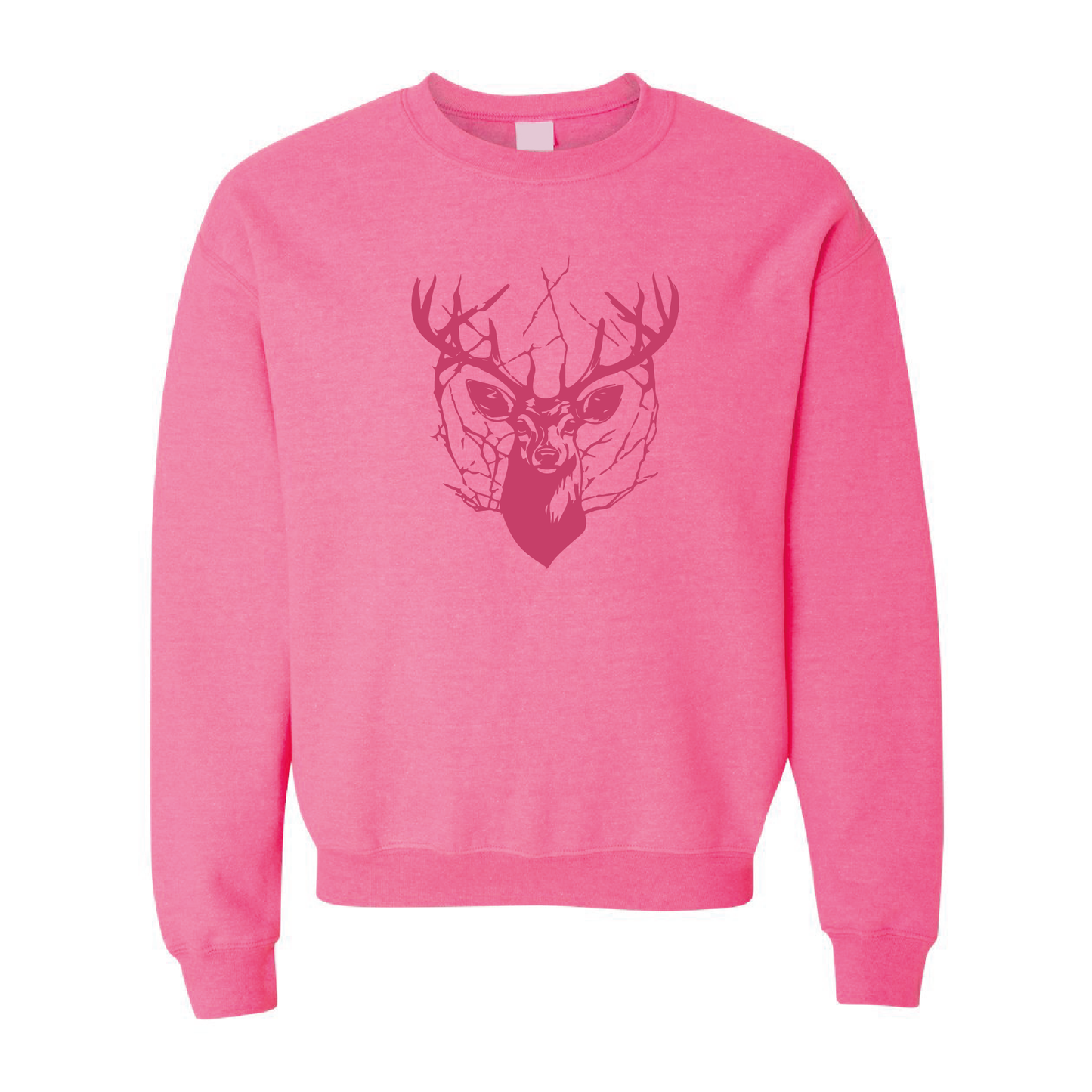 Cracked Deer Crewneck Sweatshirt | Tone-On-Tone Crewneck Sweatshirt | 20 Colors