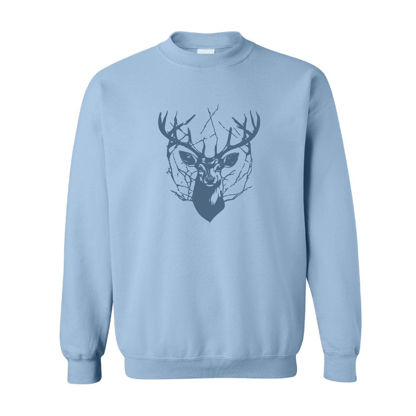 Cracked Deer Crewneck Sweatshirt | Tone-On-Tone Crewneck Sweatshirt | 20 Colors