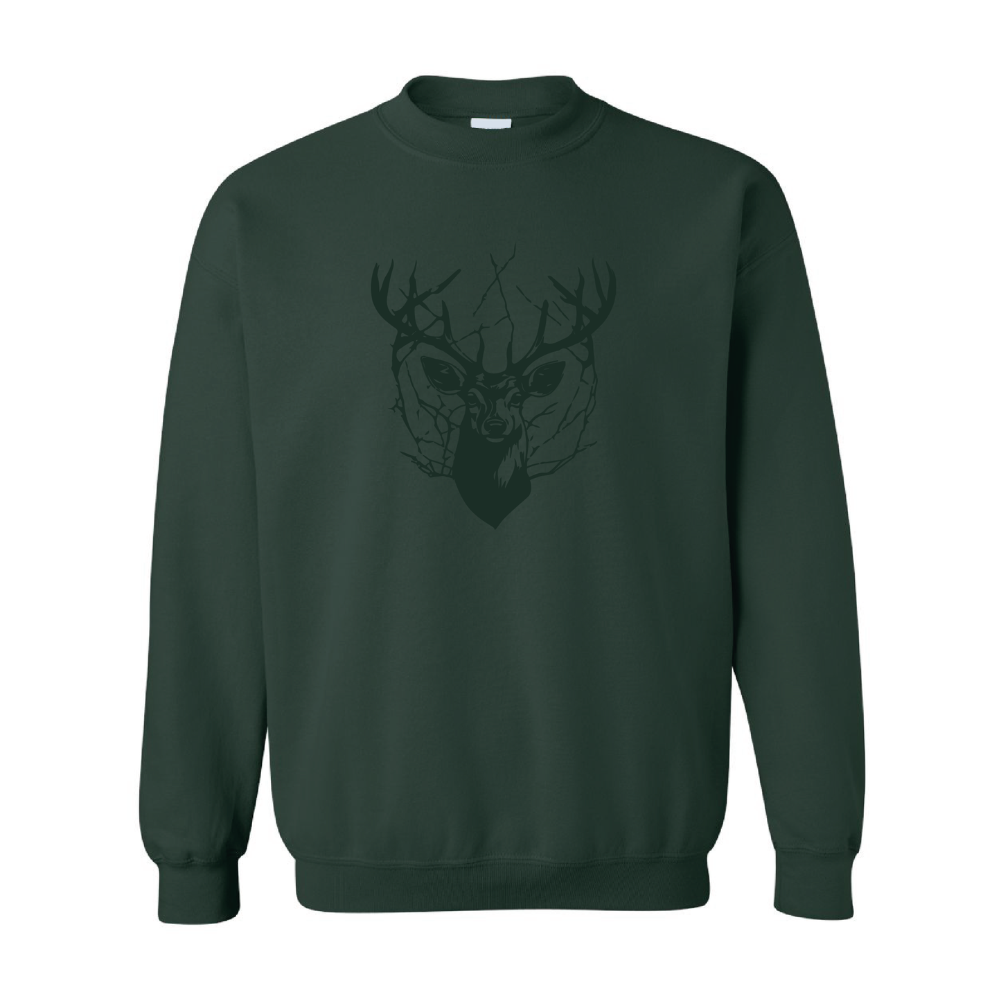 Cracked Deer Crewneck Sweatshirt | Tone-On-Tone Crewneck Sweatshirt | 20 Colors