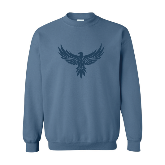 Eagle with Wings Spread Graphic | Tone-On-Tone Crewneck Sweatshirt | 20 Colors