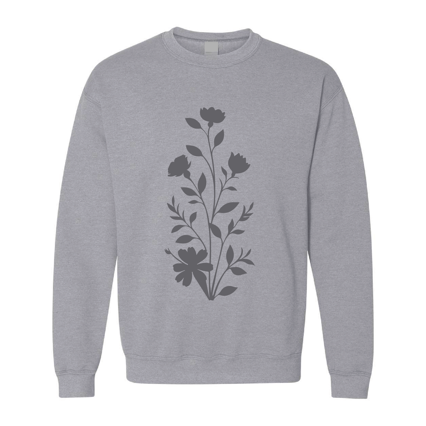 Floral Graphic | Tone-On-Tone Crewneck Sweatshirt | 20 Colors