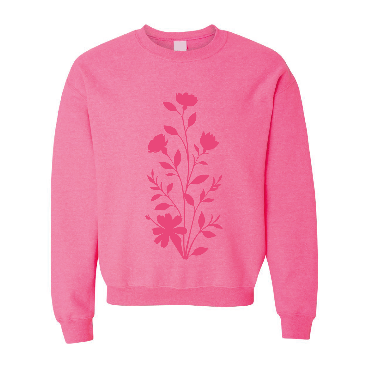 Floral Graphic | Tone-On-Tone Crewneck Sweatshirt | 20 Colors