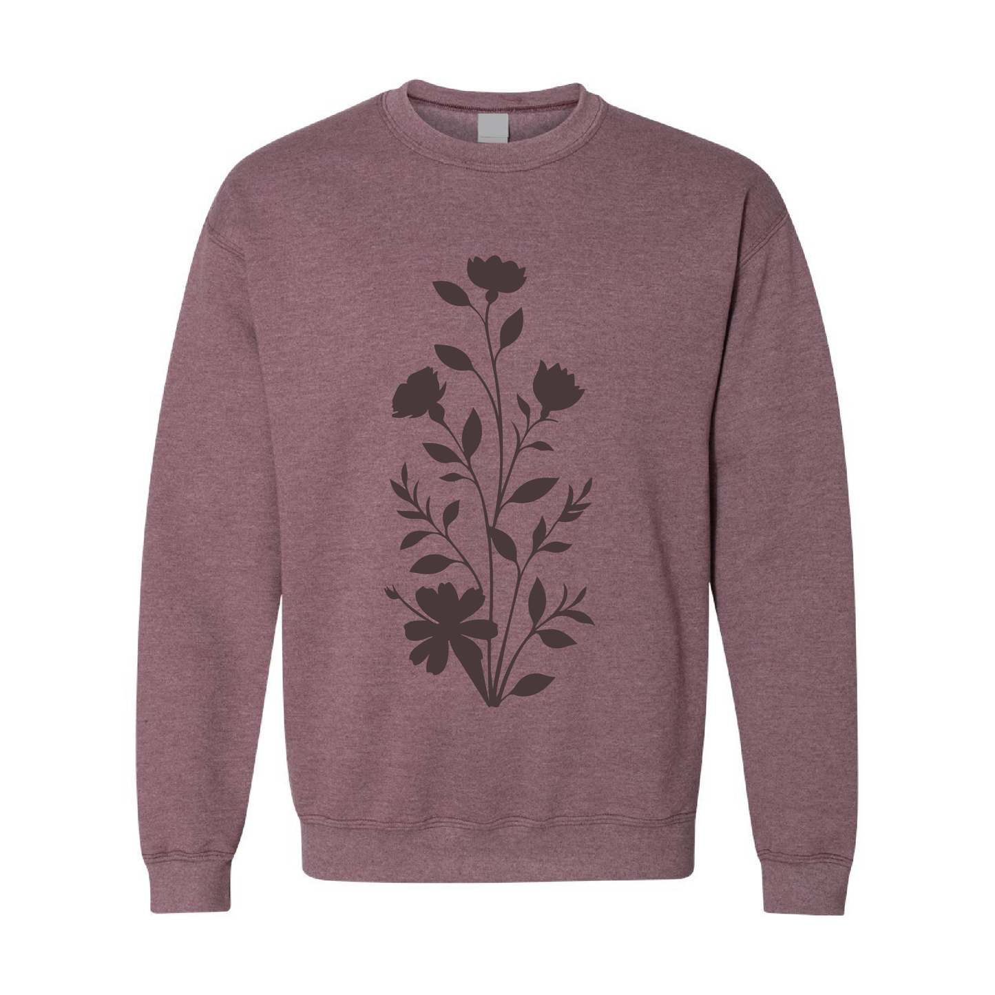 Floral Graphic | Tone-On-Tone Crewneck Sweatshirt | 20 Colors