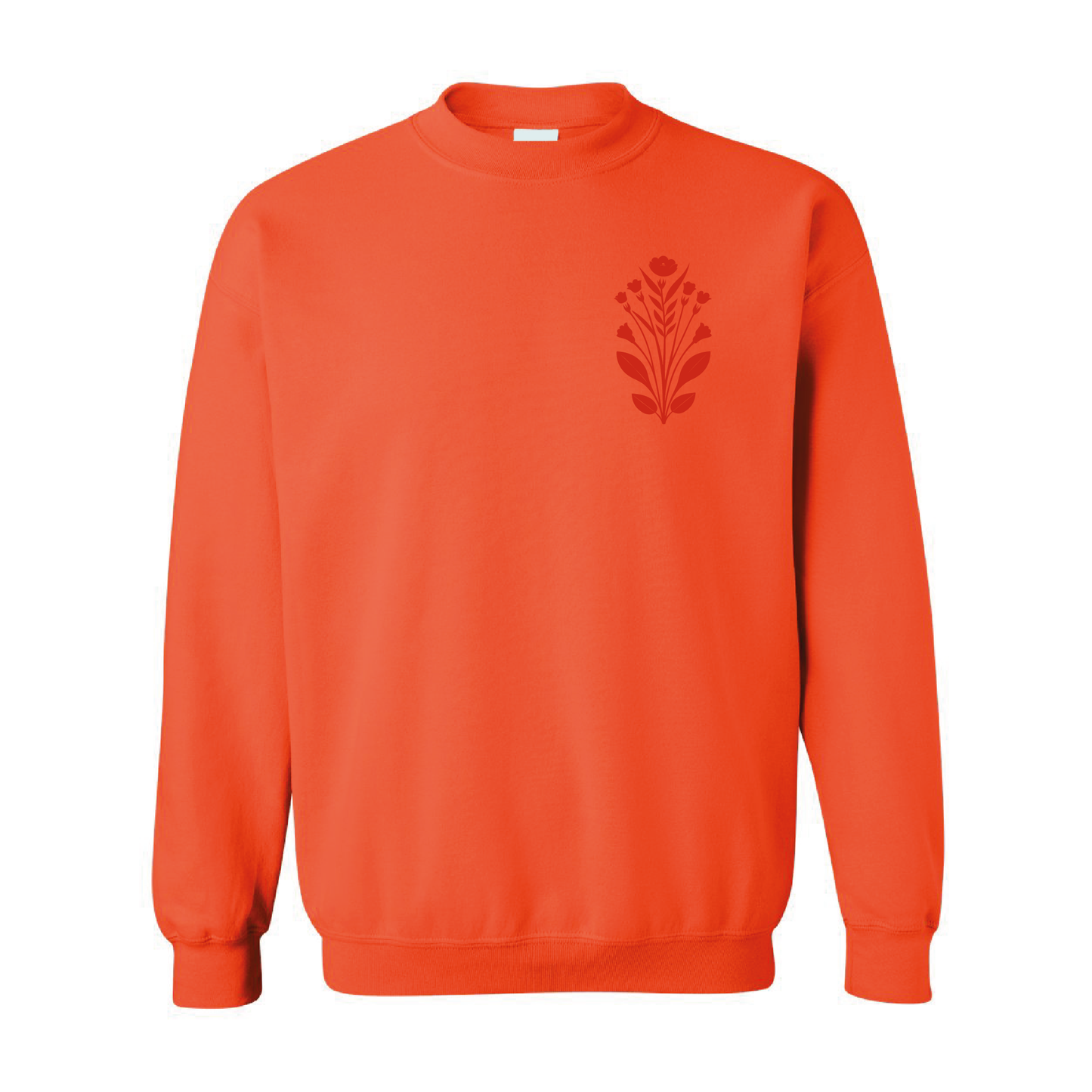 Floral Left Chest Graphic | Tone-On-Tone Crewneck Sweatshirt | 20 Colors