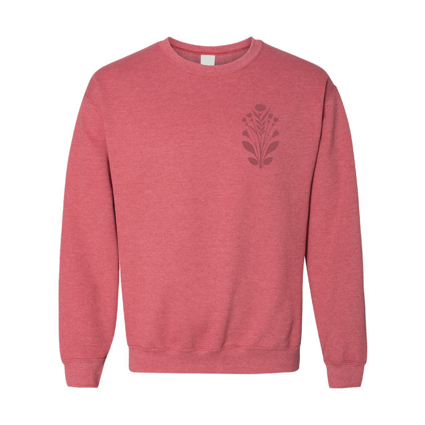 Floral Left Chest Graphic | Tone-On-Tone Crewneck Sweatshirt | 20 Colors