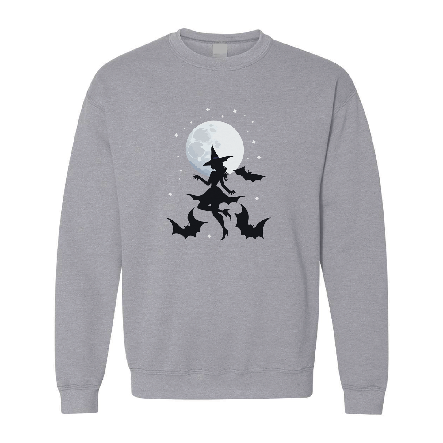 Witch and Bats Full Moon Crewneck Sweatshirt | 20 Colors