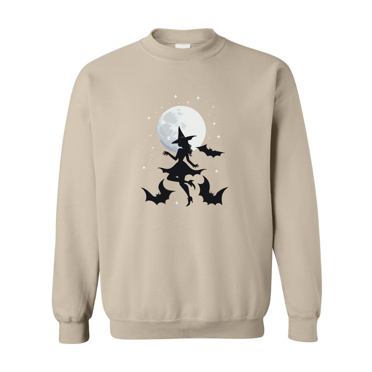 Witch and Bats Full Moon Crewneck Sweatshirt | 20 Colors