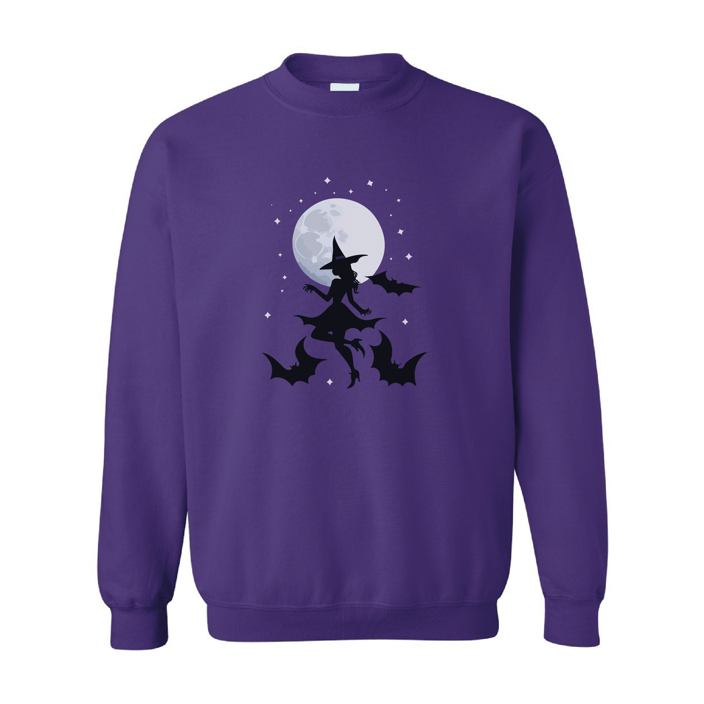 Witch and Bats Full Moon Crewneck Sweatshirt | 20 Colors