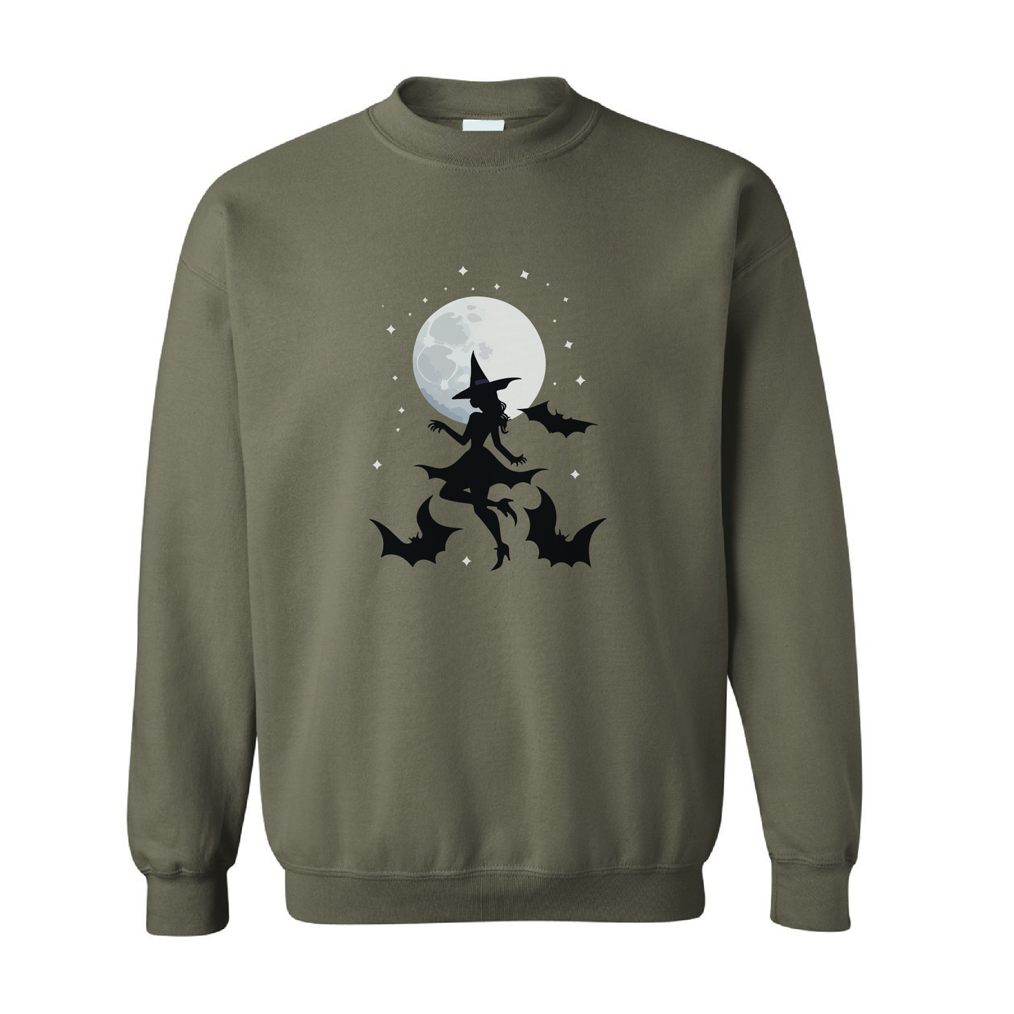 Witch and Bats Full Moon Crewneck Sweatshirt | 20 Colors