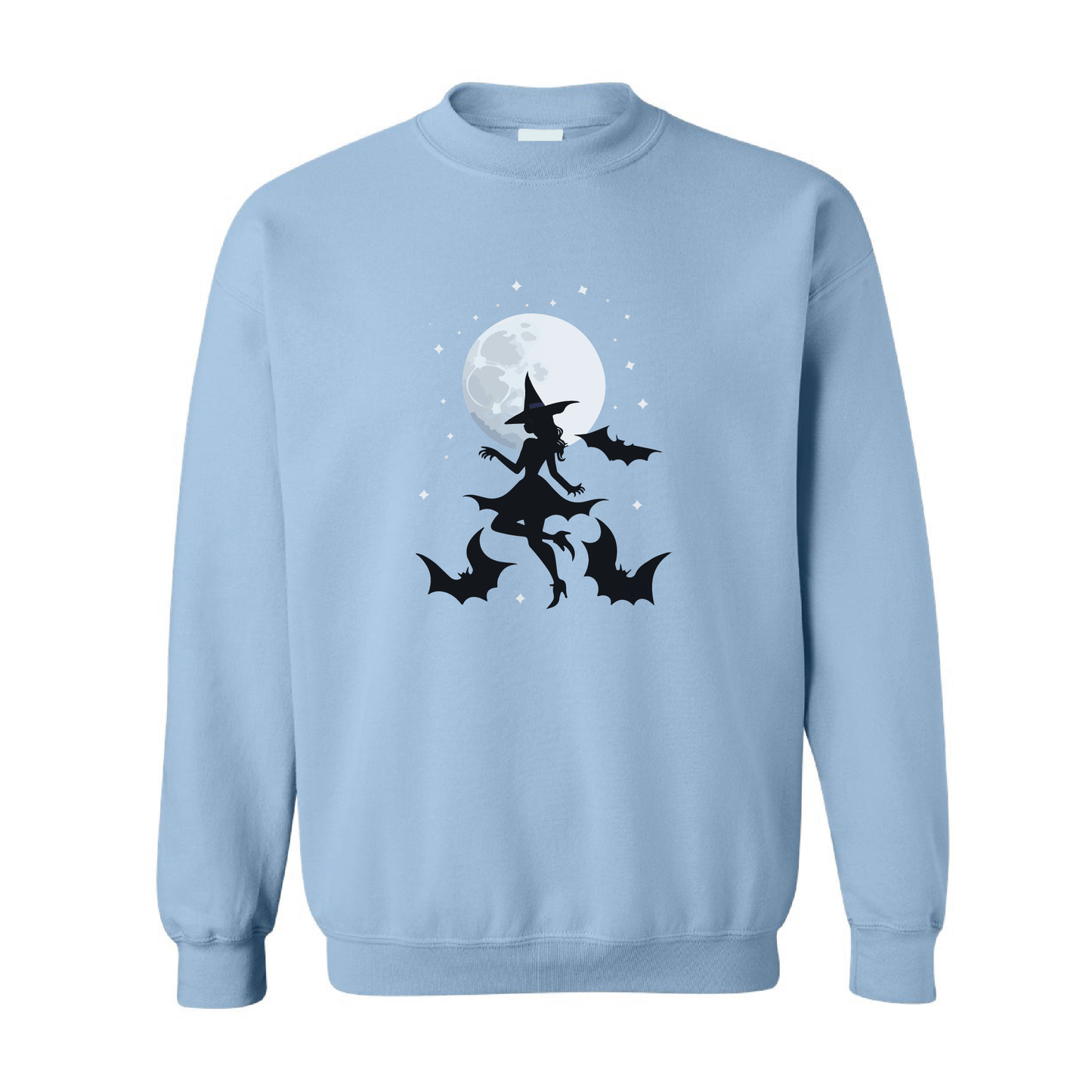 Witch and Bats Full Moon Crewneck Sweatshirt | 20 Colors