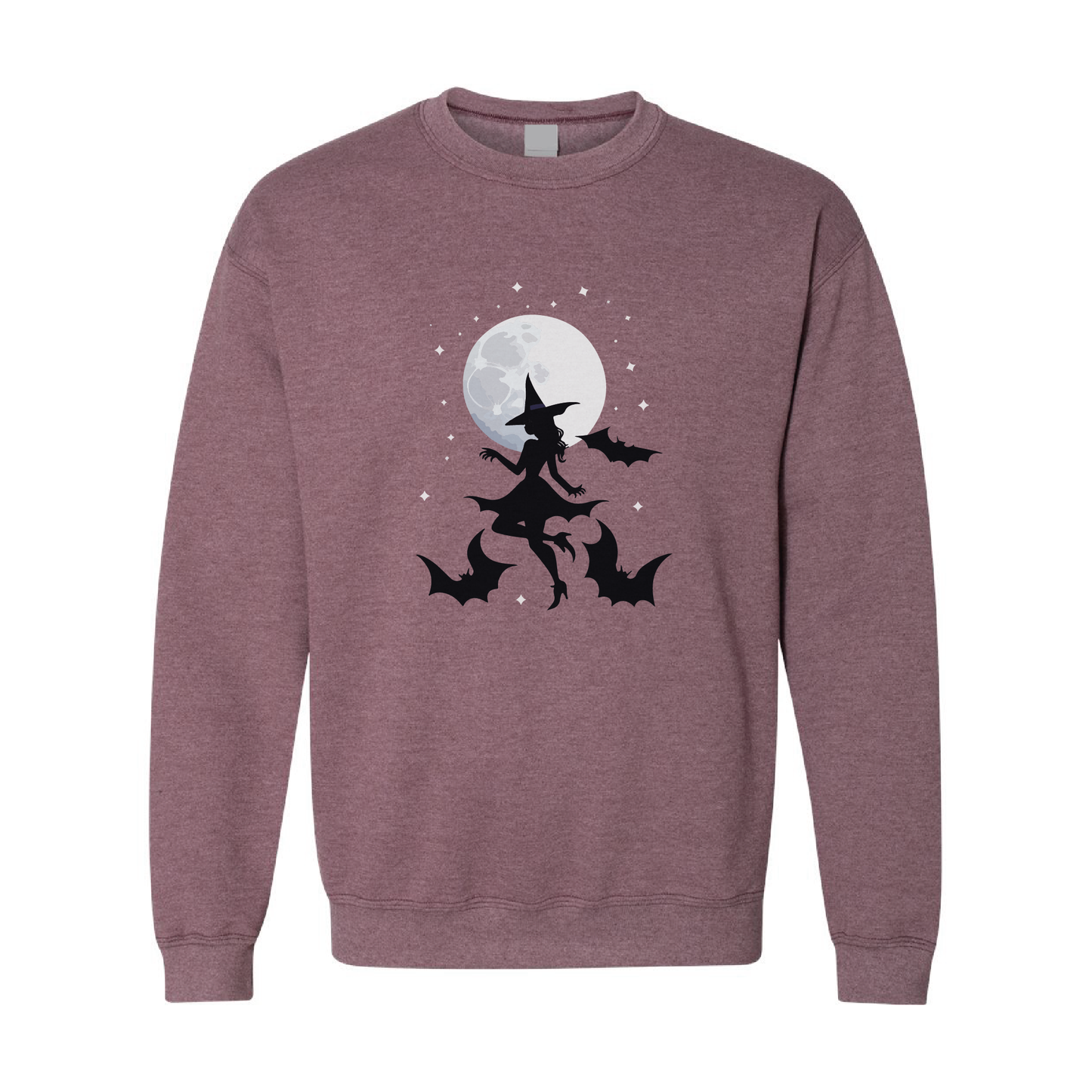 Witch and Bats Full Moon Crewneck Sweatshirt | 20 Colors