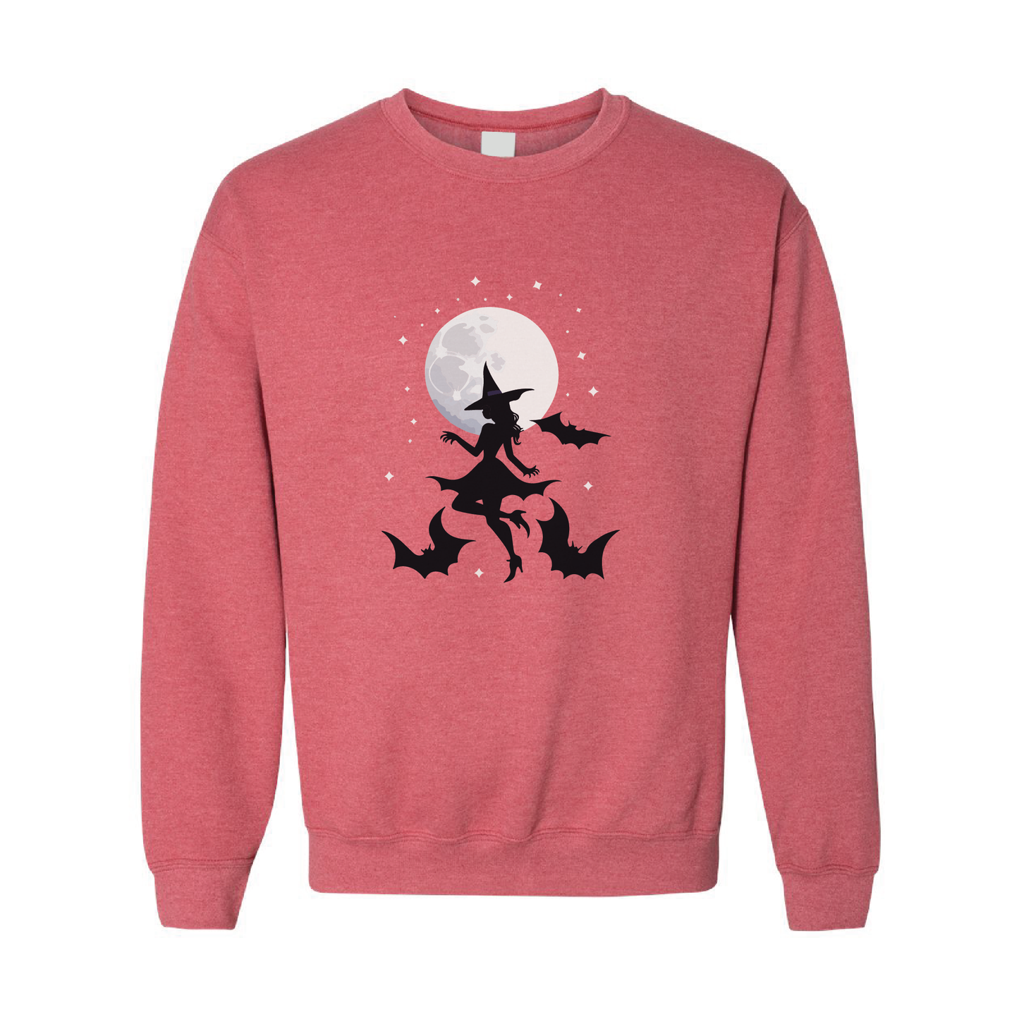 Witch and Bats Full Moon Crewneck Sweatshirt | 20 Colors