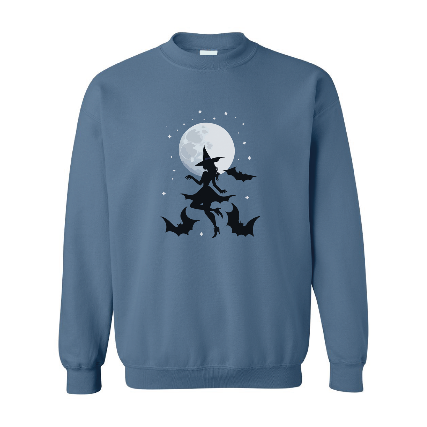 Witch and Bats Full Moon Crewneck Sweatshirt | 20 Colors