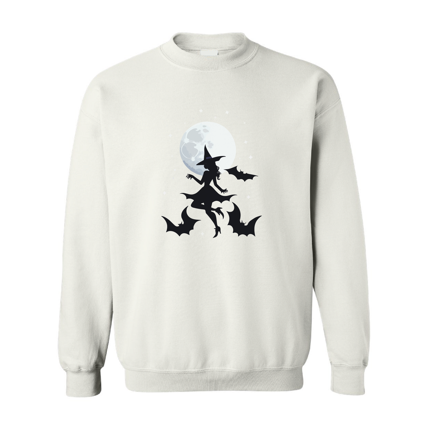 Witch and Bats Full Moon Crewneck Sweatshirt | 20 Colors