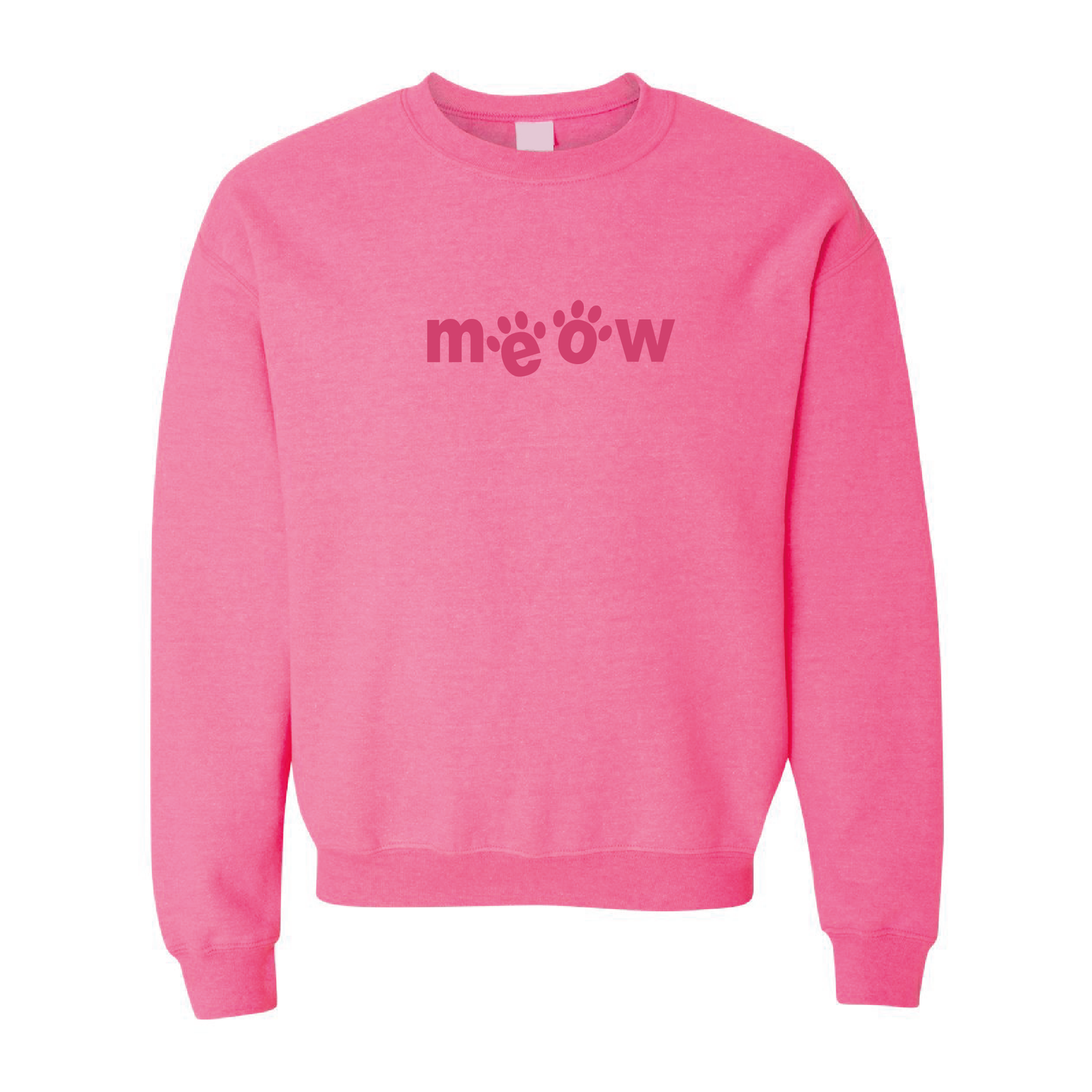 Cute Meow Graphic for Catlovers | Tone-On-Tone Crewneck Sweatshirt | 20 Colors