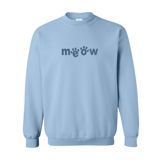 Cute Meow Graphic for Catlovers | Tone-On-Tone Crewneck Sweatshirt | 20 Colors