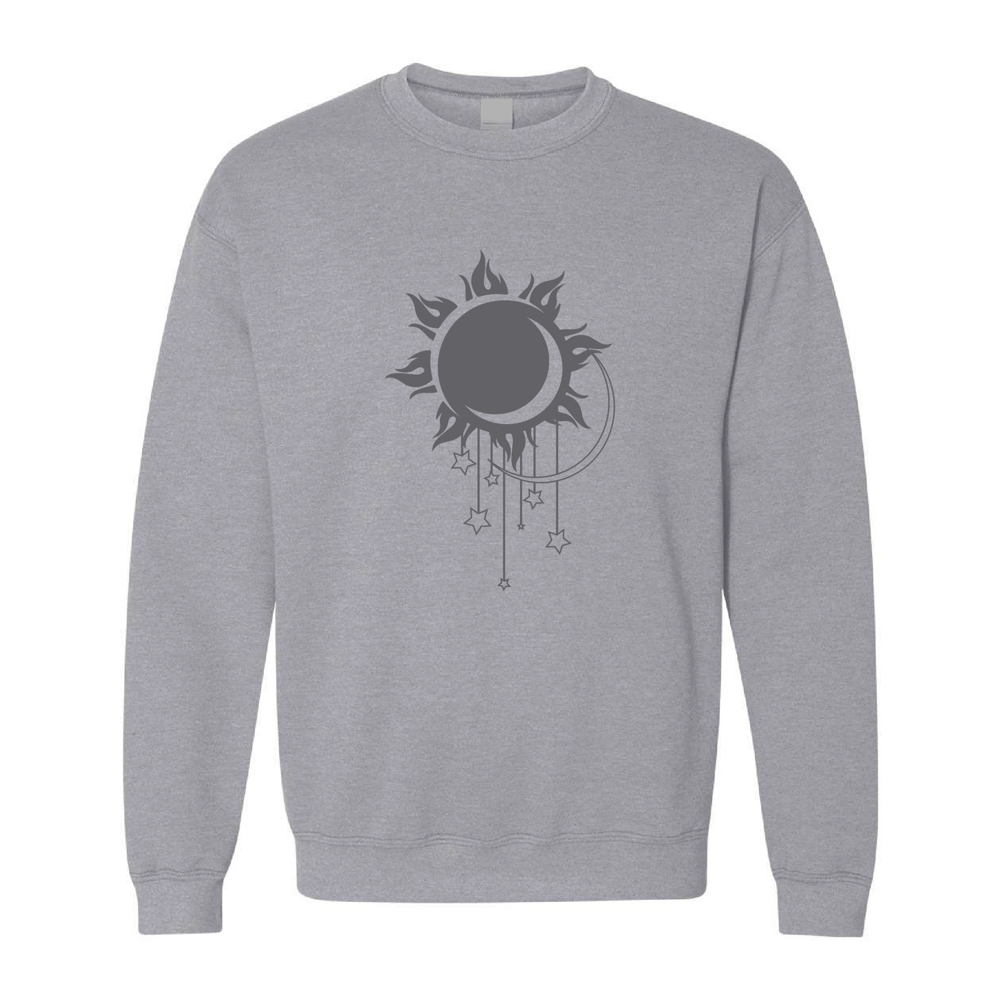 Moon Stars Sun Graphic | Tone-On-Tone Crewneck Sweatshirt | 20 Colors